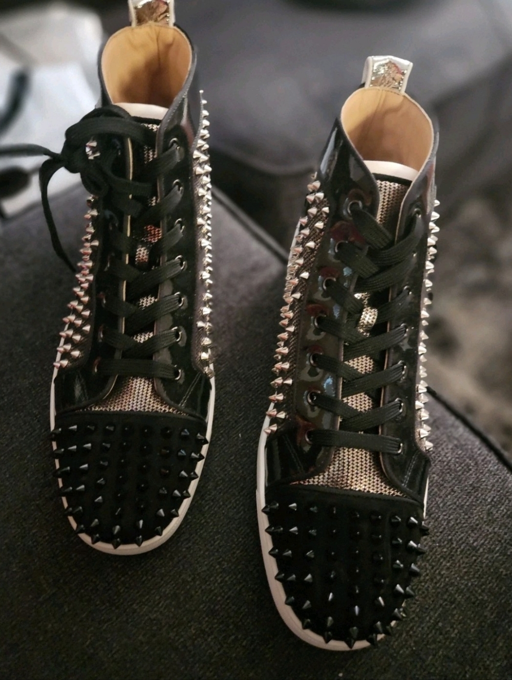 Christian Louboutin Studded Black High-Top Studded Black High-Top Sneakers. New.